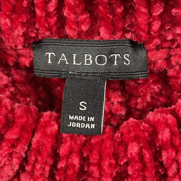 Talbots Chenille Sweater Womens Small Red Ribbed Pullover Winter - Picture 4 of 7